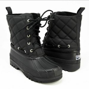 Sperry Black Topsider Quilted Gosling Duck Boots 8